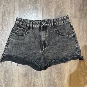 SHEIN size large tall high waisted black washed jean shorts